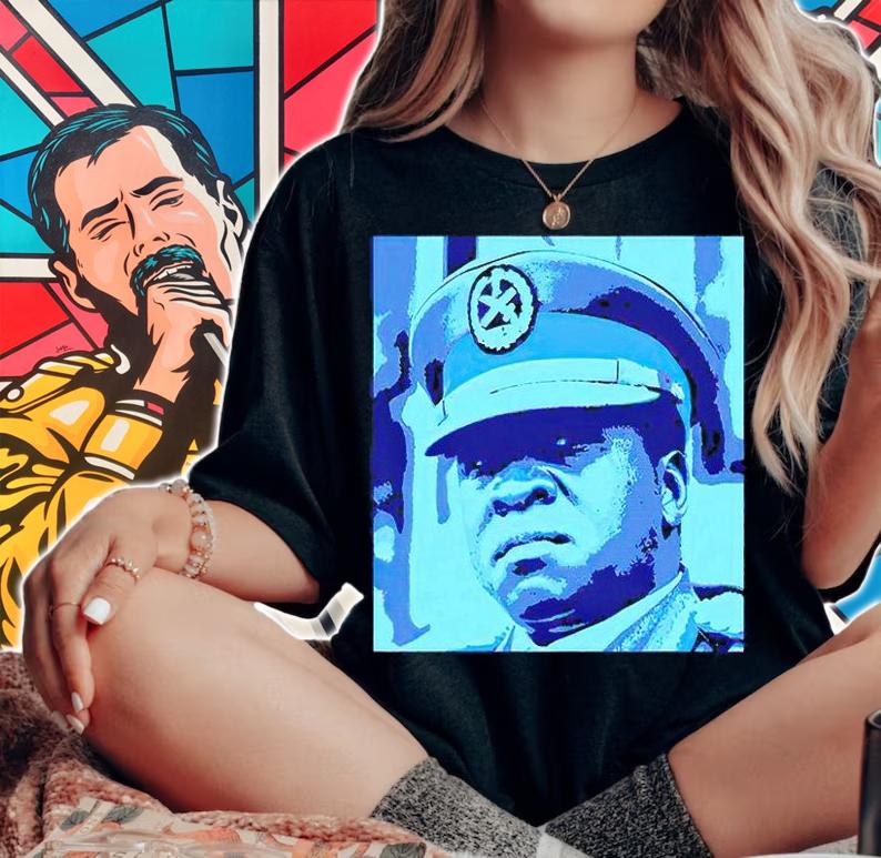 Idi Amin Dada in blues T-shirt
