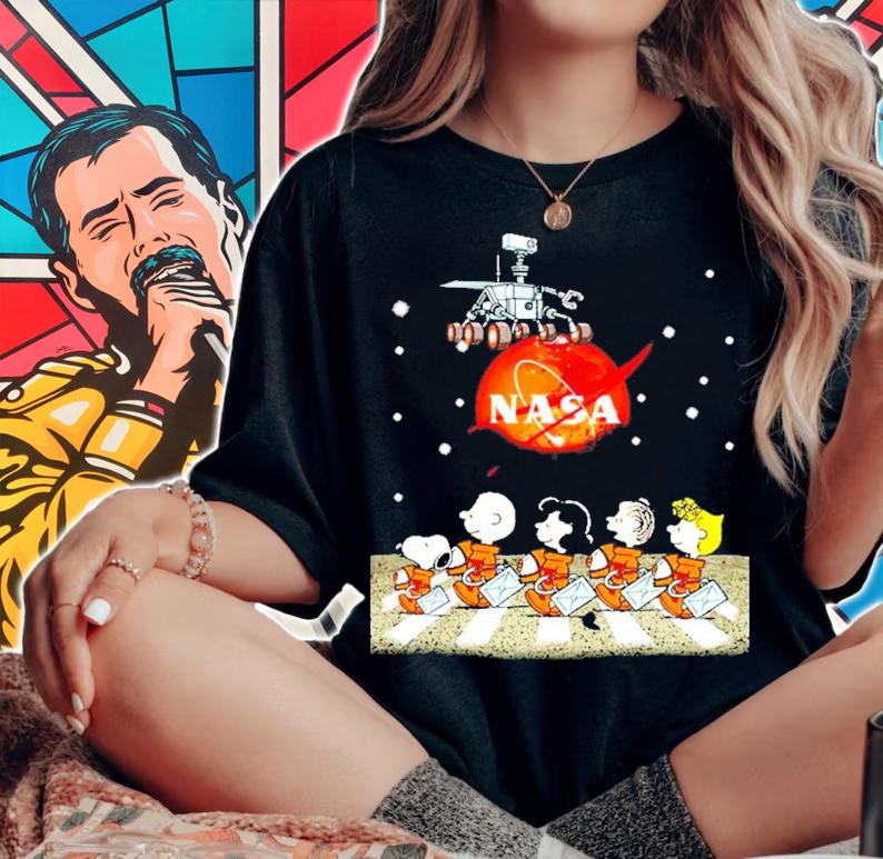 NASA Snoopy and friends Abbey Road shirt woman shirt