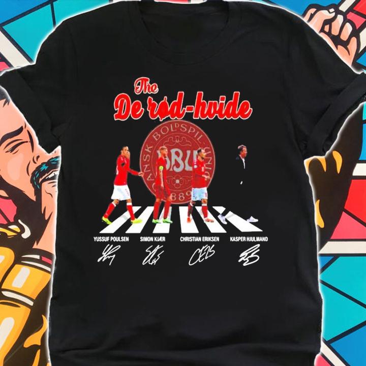 The De Rod Hvide Danish Football Association Abbey Road signatures shirt shirt