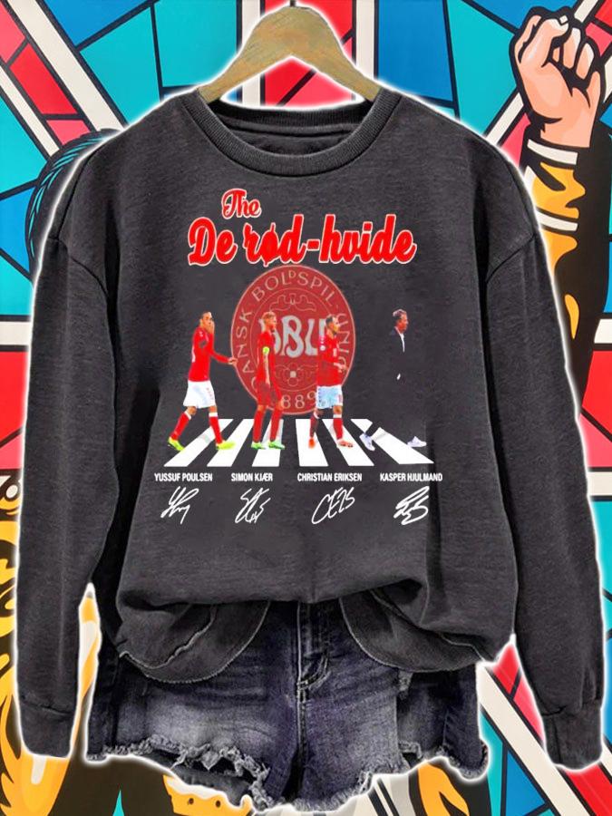 The De Rod Hvide Danish Football Association Abbey Road signatures shirt sweatshirt