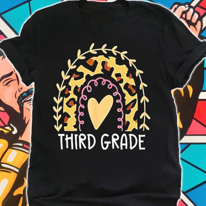 Third grade leopard rainbow teacher 1st day back to school T-shirt shirt