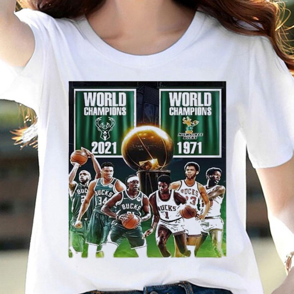 1971 2021 Milwaukee Bucks 2x World Champions NBA shirt woman shirt