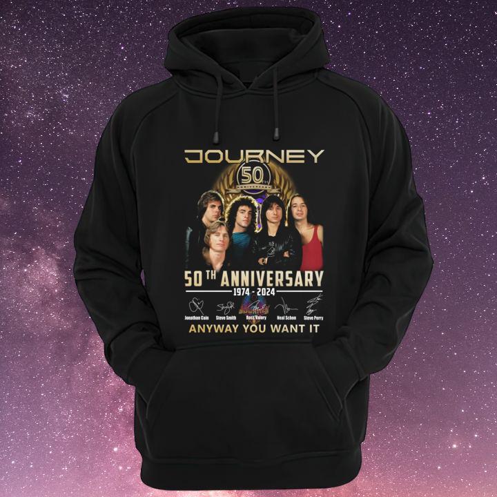 Journey Rock Band Signatures 50Th Anniversary 1974-2024 Anyway You Want It T-Shirt hoodie