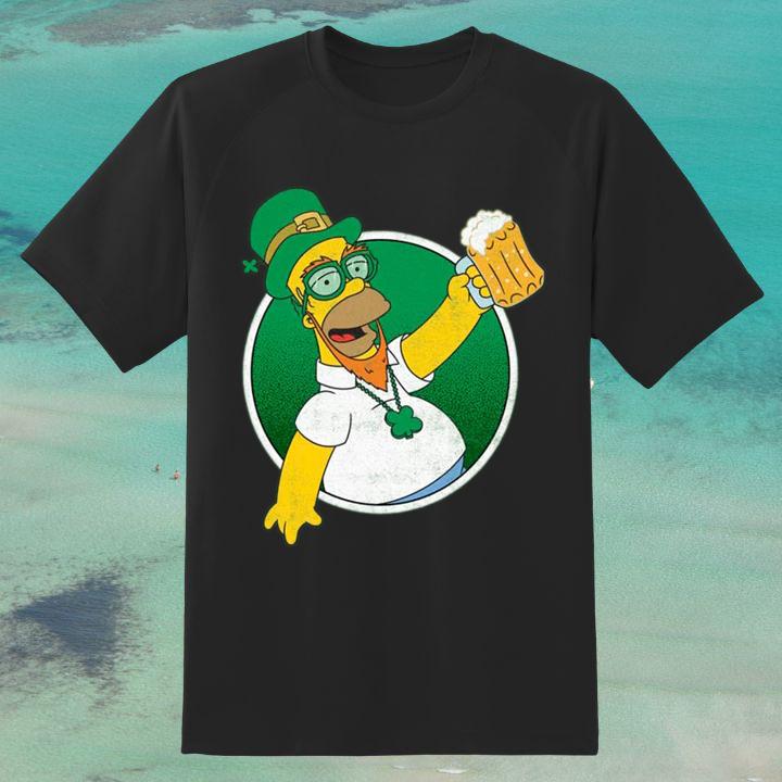 Leprechaun Homer Simpson Hold Beer Mug St Patricks Day Shirt