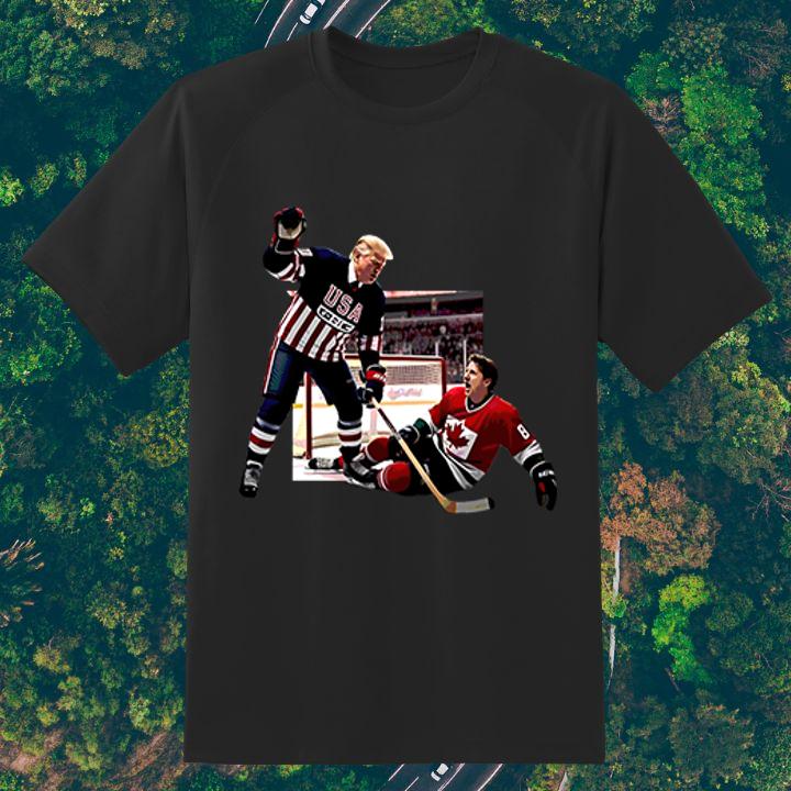 Donald Trump Justin Trudeau Funny Usa Canada Hockey Meme Shirt