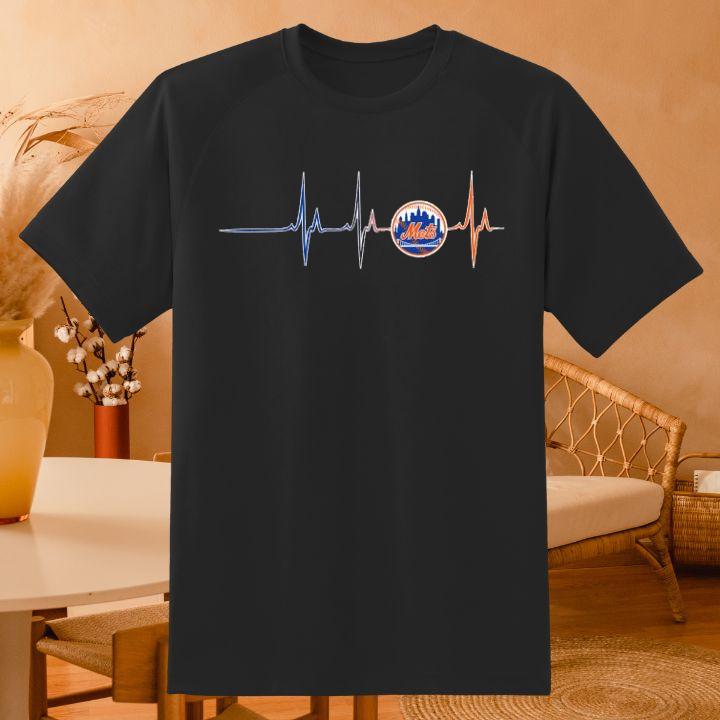New York Mets Heartbeat Logo Funny Baseball T-Shirt