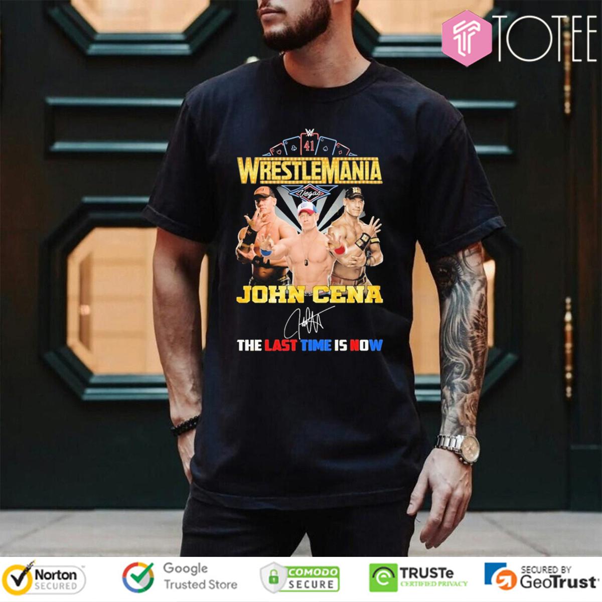 WrestleMania 41 Las Vegas John Cena WWE The Last Time Is Now Signed T-Shirt