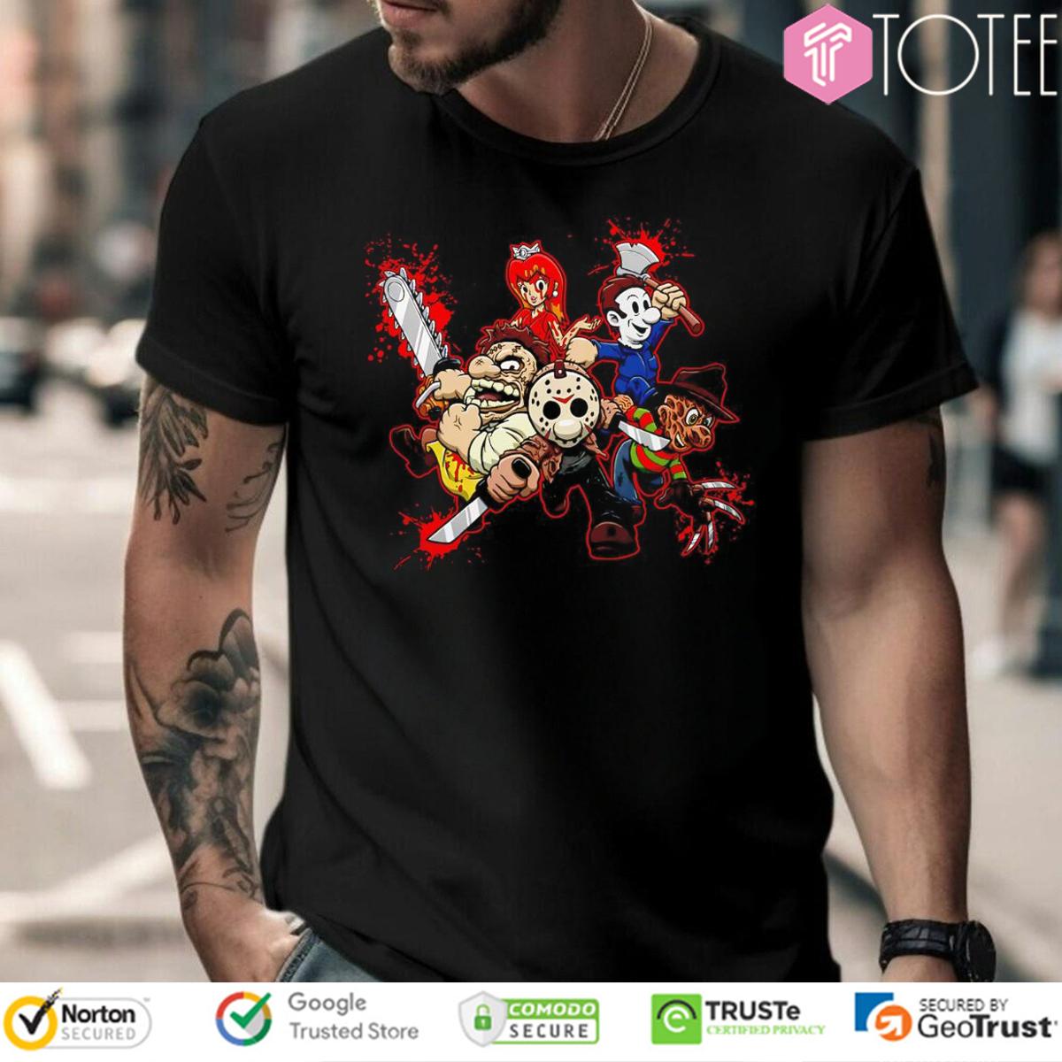 Jason Michael Freddy Leatherface Parody Super Mario T-Shirt