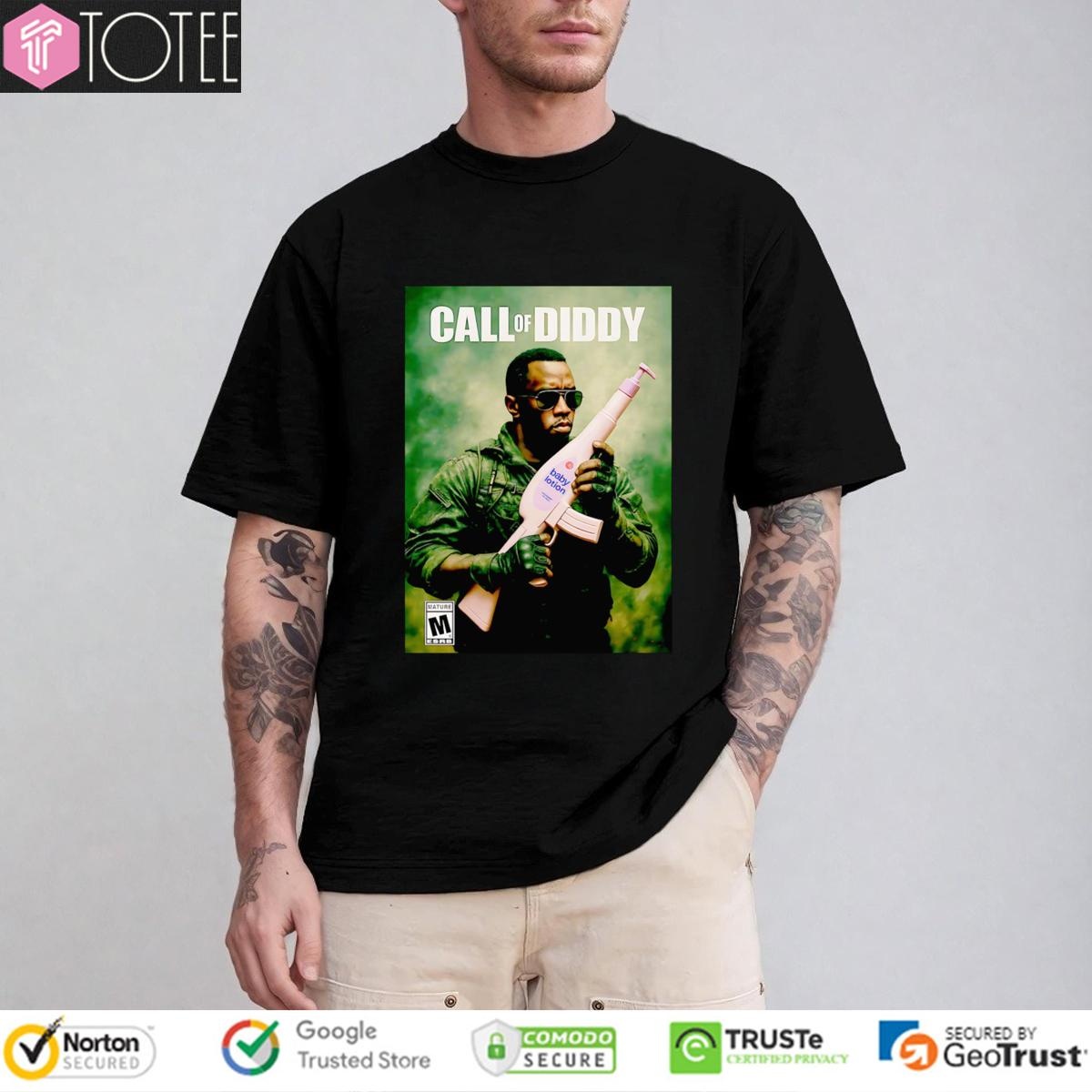 Call Of Diddy Baby Lotion Parody Call Of Duty t-shirt