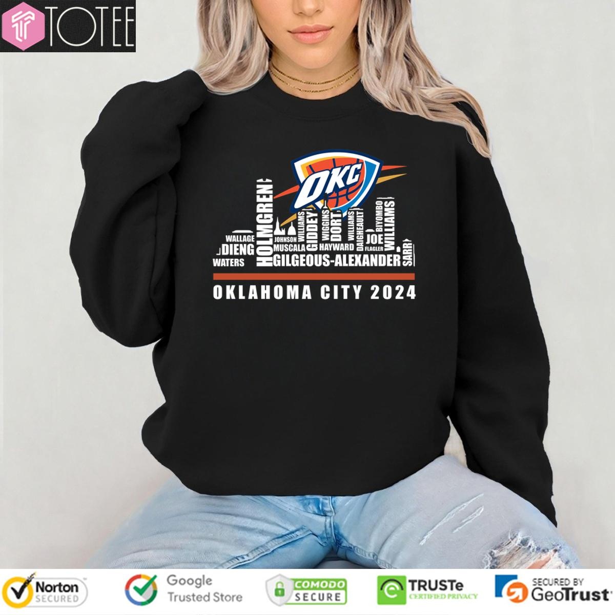 Oklahoma City Thunder 2024 Players Names City Skyline Sweatshirt