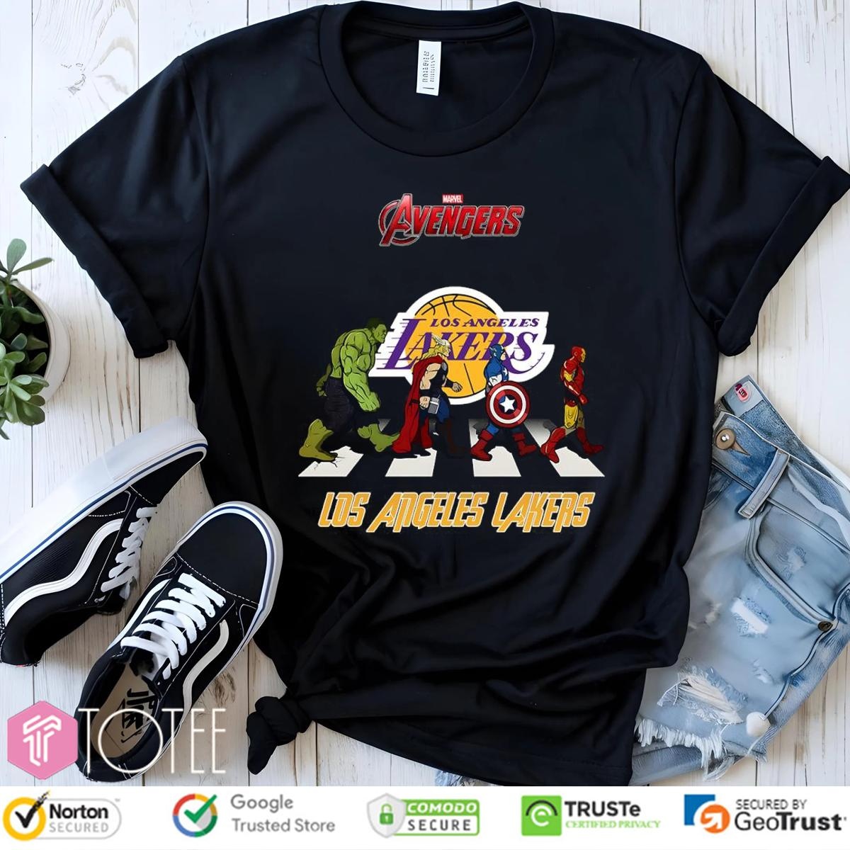 Los Angeles Lakers Marvel Avengers Abbey Road T-shirt