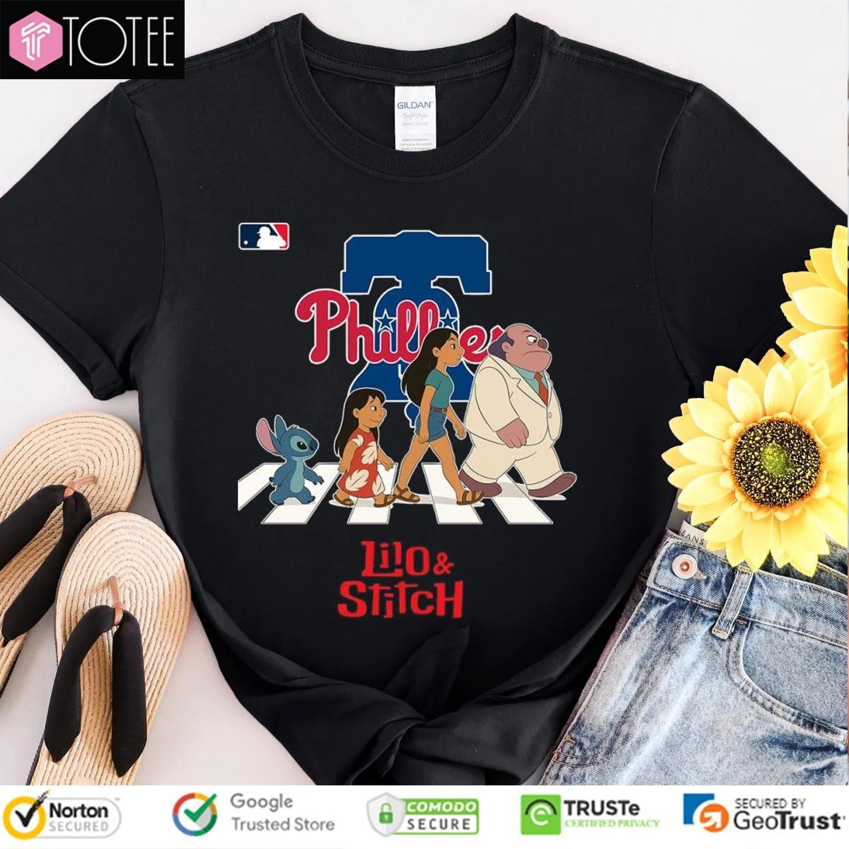Lilo And Stitch Abbey Road Philadelphia Phillies Baseball T-shirt