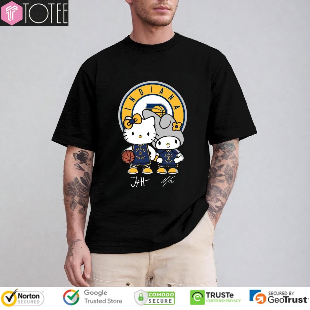 Indiana Pacers Tyrese Haliburton Myles Turner Hello Kitty Signatures T-shirt