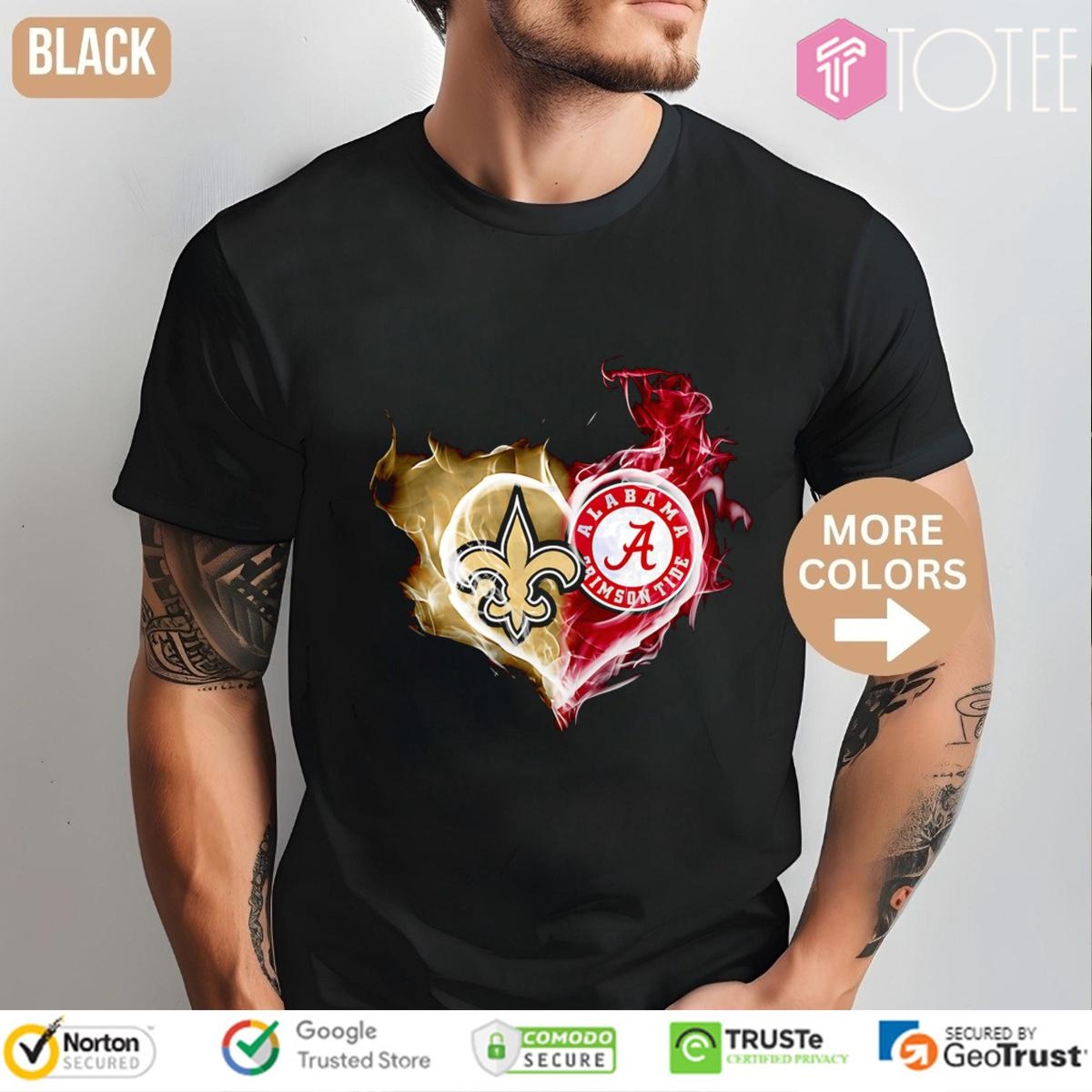 Smoke Heart New Orleans Saints Alabama Crimson Tide T-shirt