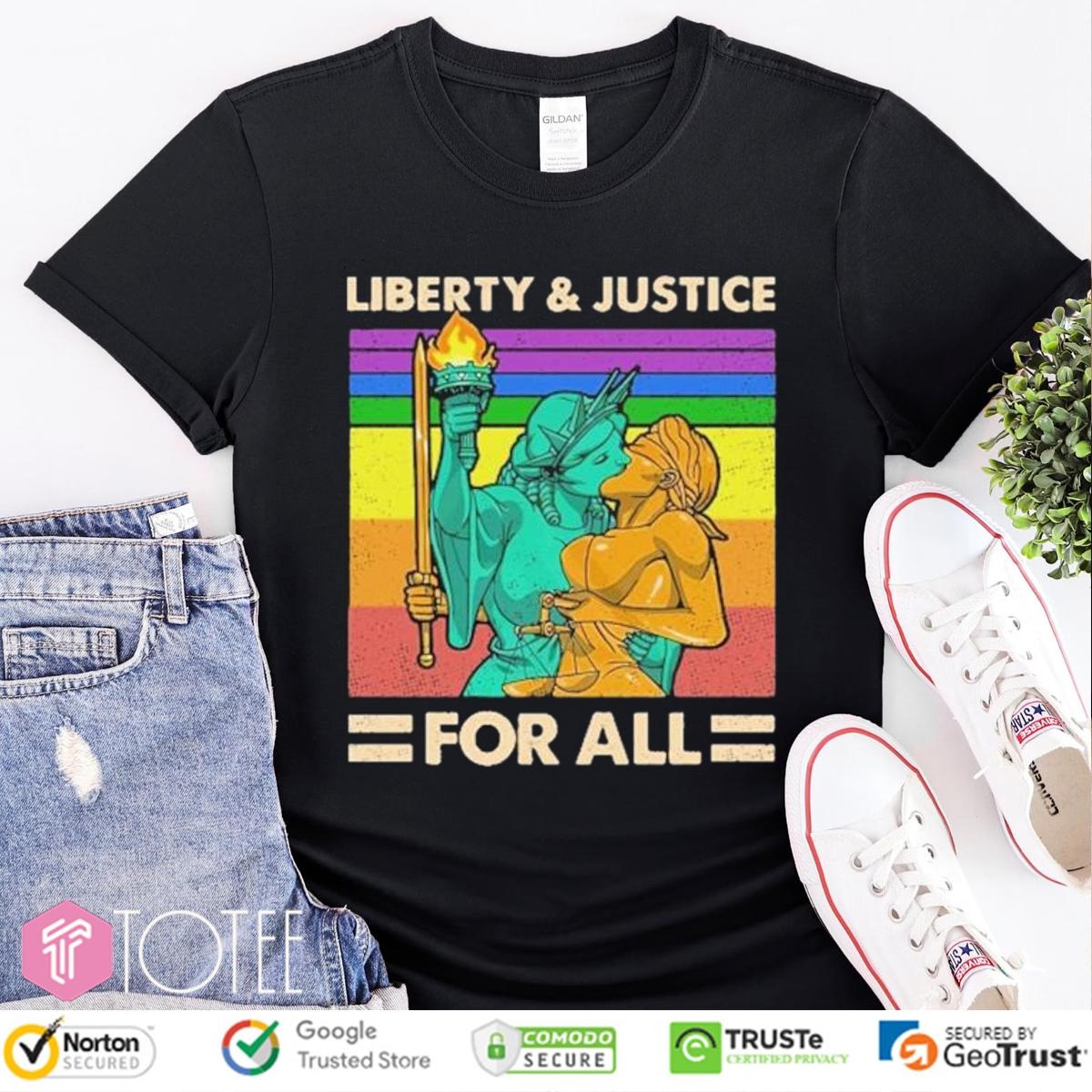 Lgbt Liberty Kiss Justice For All Vintage T-shirt