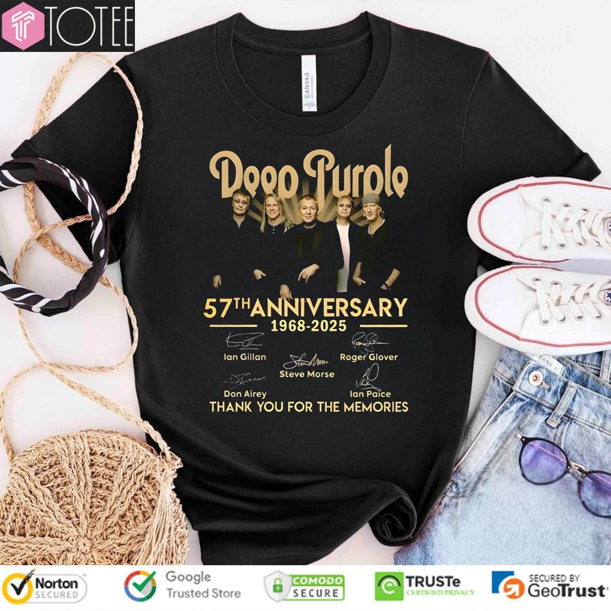 Deep Purple 57Th Anniversary 1968-2025 Signatures T-shirt