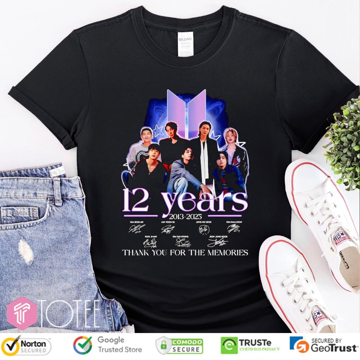 12 Years 2013 2025 Bts Signatures T-shirt