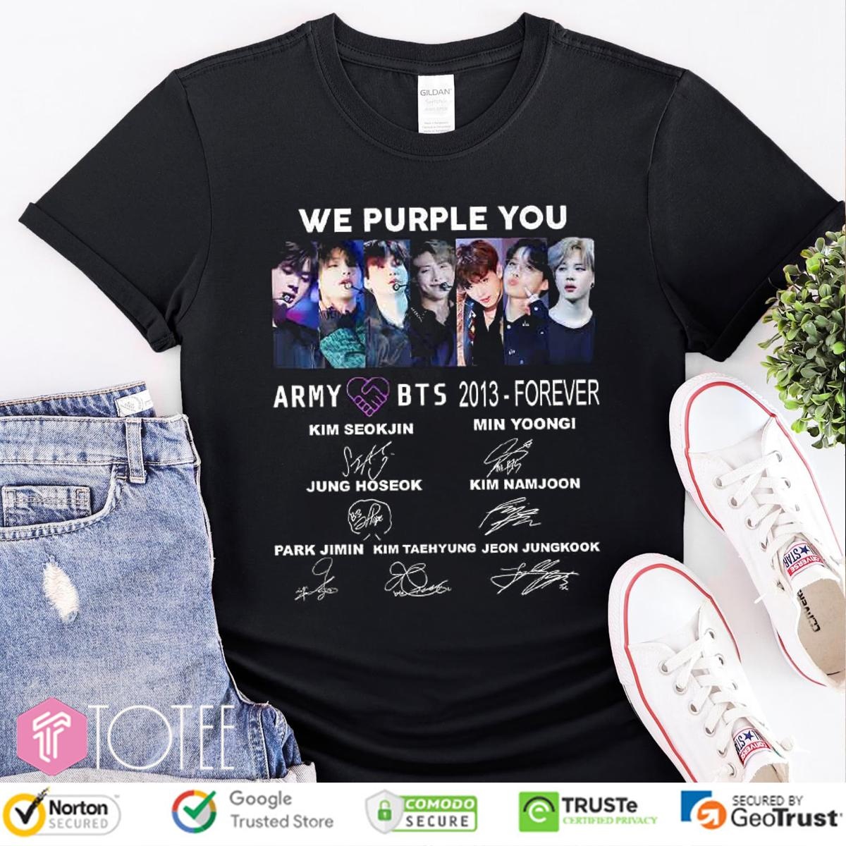 Army Love Bts We Purple You 2013 Forever Signatures T-shirt