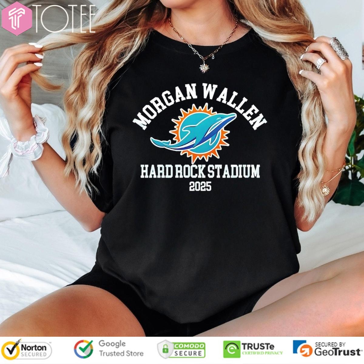 Morgan Wallen Hard Rock Stadium 2025 Miami Dolphins Logo T-shirt