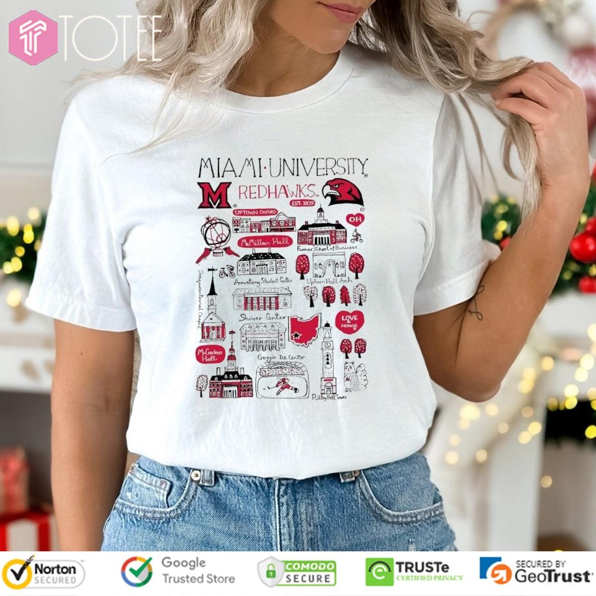 Miami University Redhawks Art Illustration T-shirt