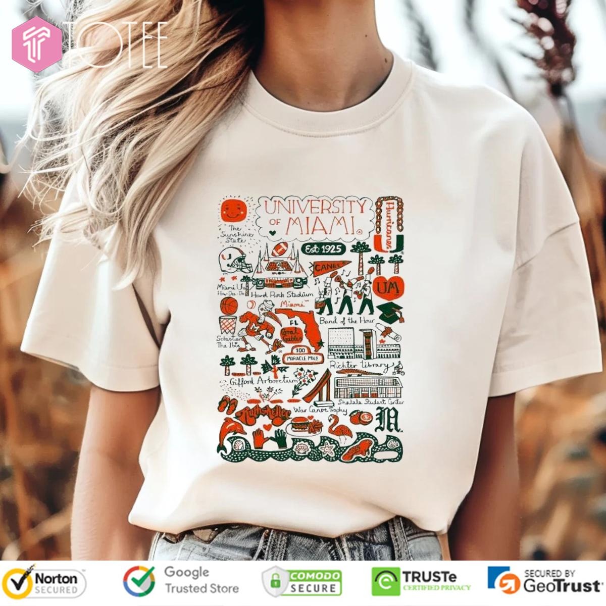 University Of Miami Hurricanes Art Illustration T-shirt