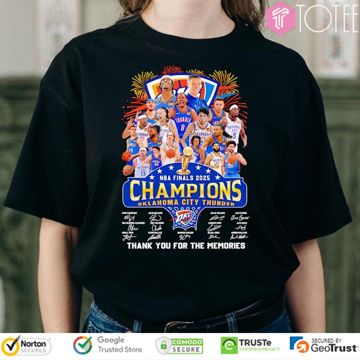 Oklahoma City Thunder Nba Finals 2025 Champions Signatures T-shirt