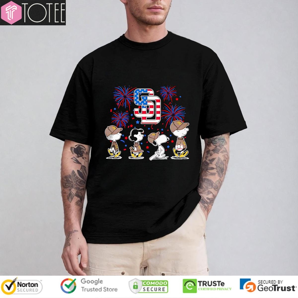 Peanuts Snoopy San Diego Padres Fireworks 4Th Of July T-shirt