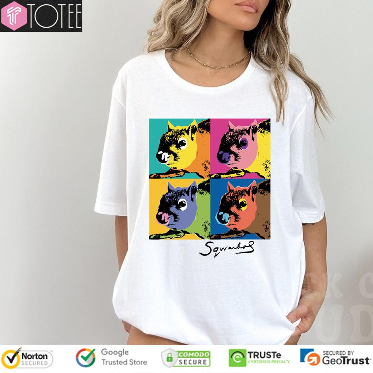 Andy Warhol Humor Sqwarhol Funny Squirrel Art T-shirt