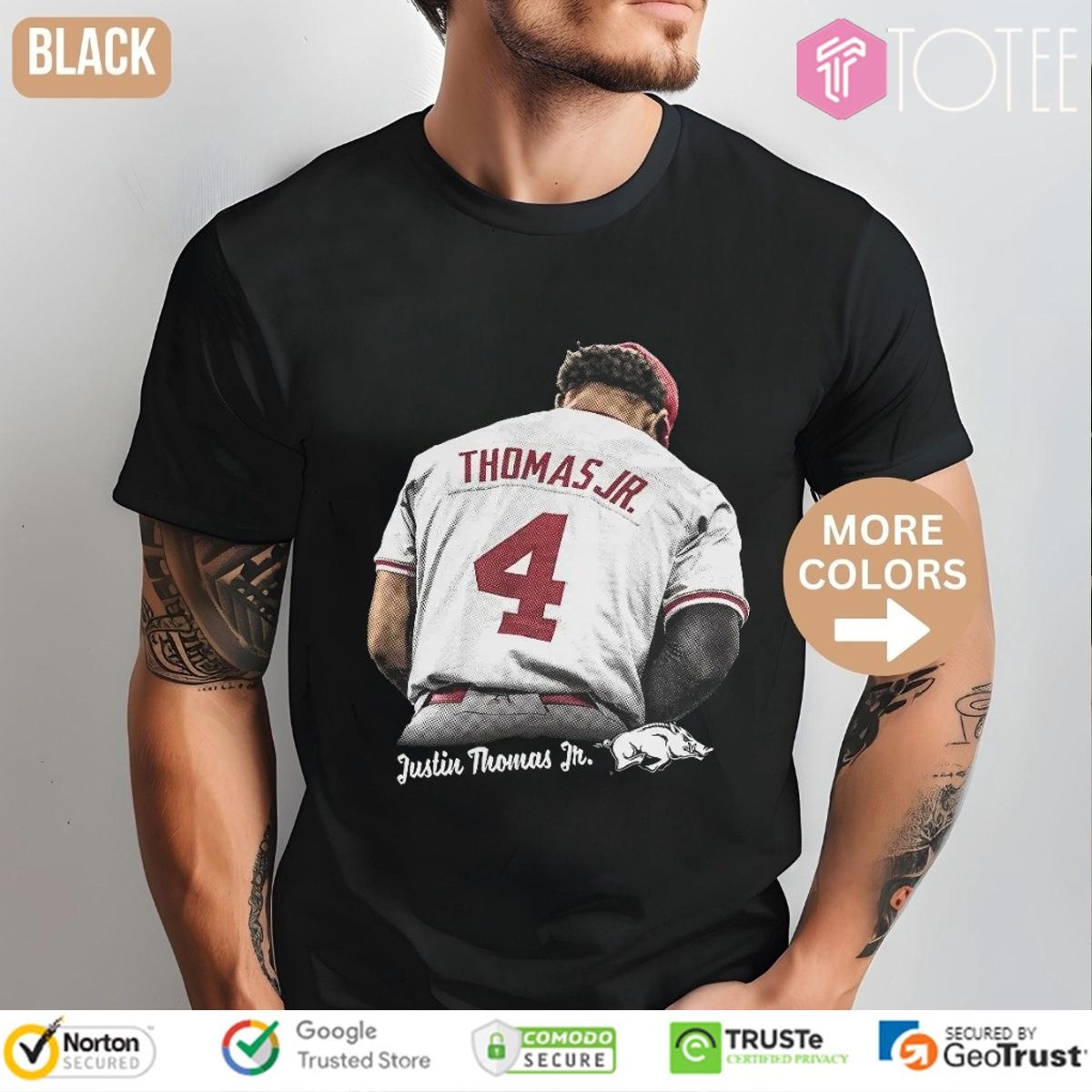 Justin Thomas Jr. 4 Arkansas Razorbacks Baseball T-shirt
