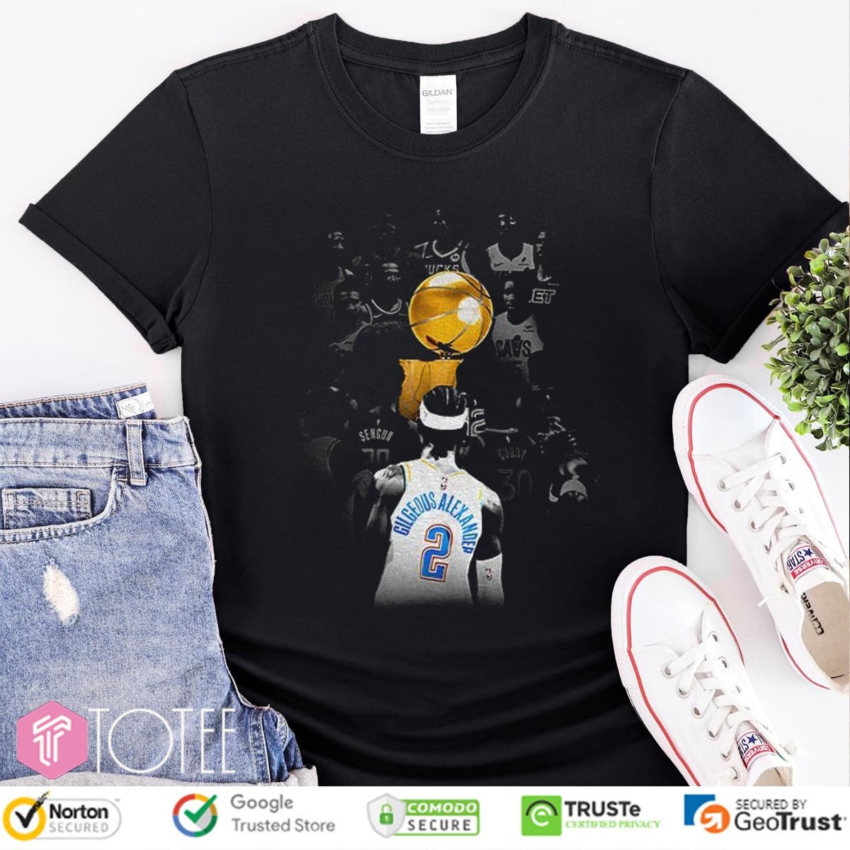 Shai Gilgeous-Alexander Gold Trophy Okc Thunder Nba World Champion 2025 T-shirt