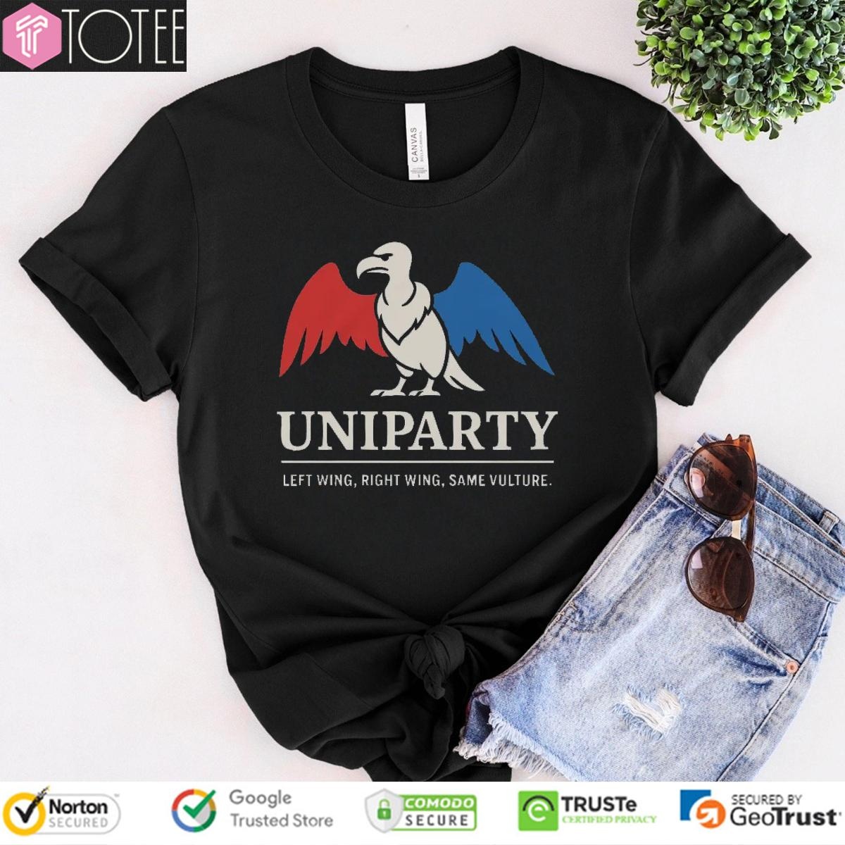 Uniparty Political Satire Left Wing Right Wing Same Vulture T-shirt